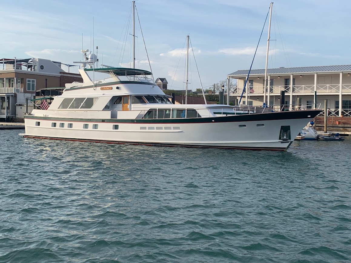 Motor yacht at a Crystal Coast marina